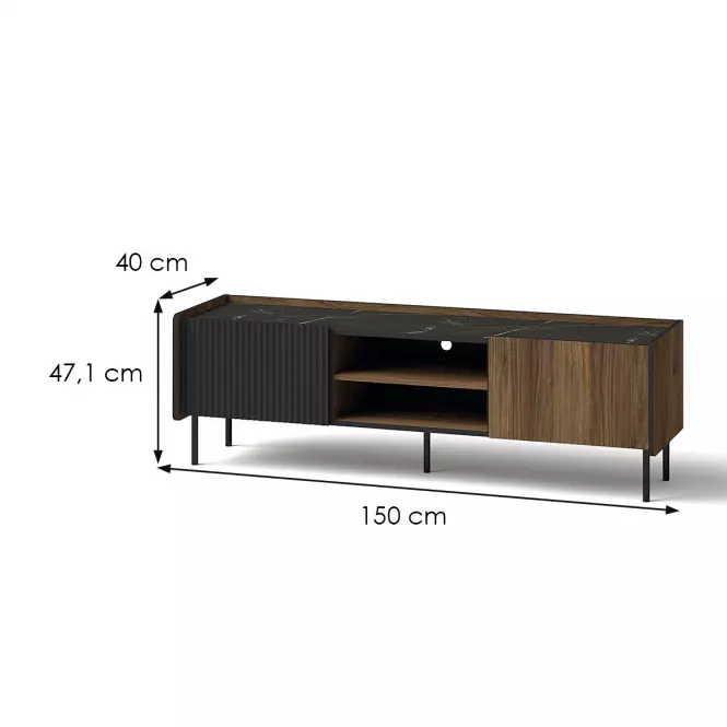 TV szekrény Prestigo P7 2d War Walnut/San Seb/Black Matt,2