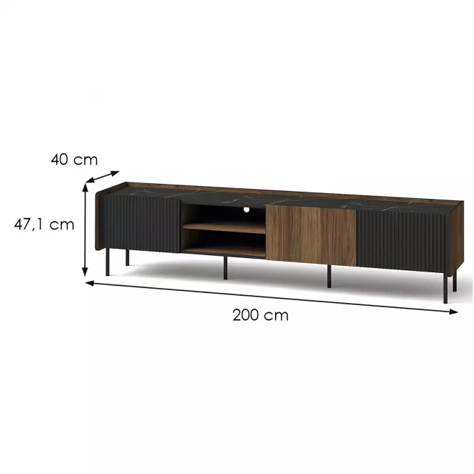 TV-szekrény Prestigo P8 3D Walnut War/San Seb/Black Matt,3