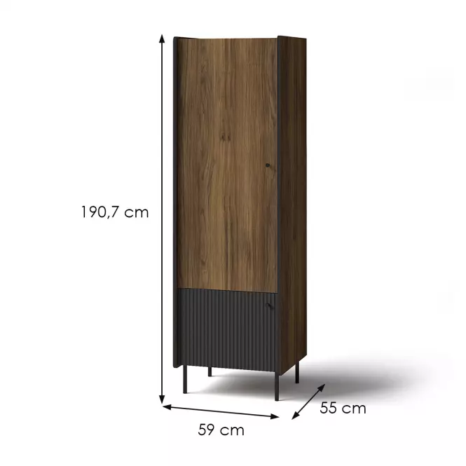 Ruhásszekrény Prestigo P2 2d Walnut War/San Seb/Black Matt