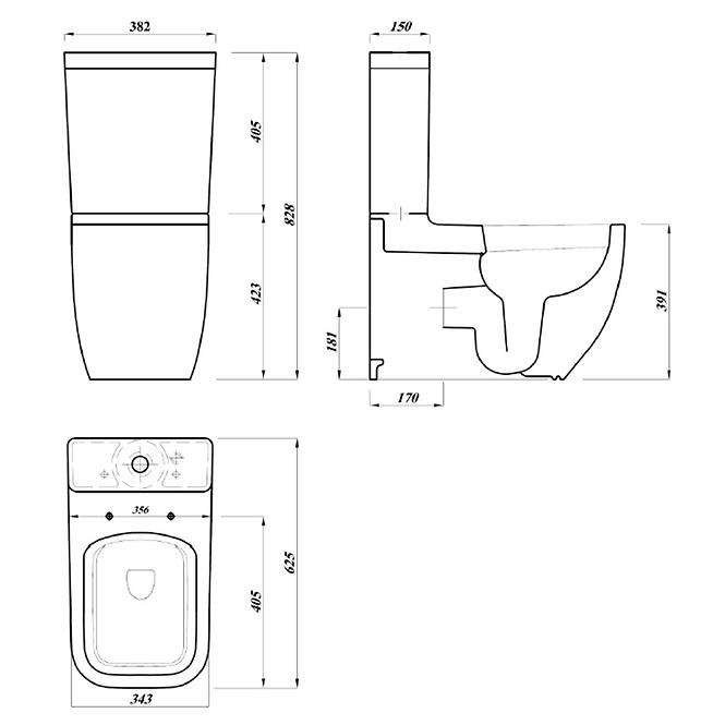 Wc kagyló kompakt Matrix Square Rimless deszkával szabadon esik