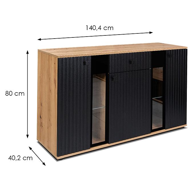 Komód Salsa mdf fekete/tölgy artisan