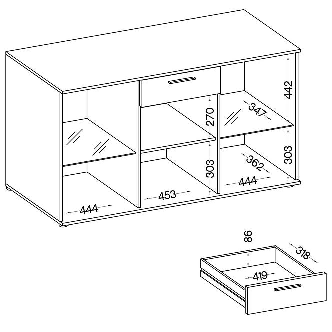 Komód Salsa mdf fekete/tölgy artisan,4