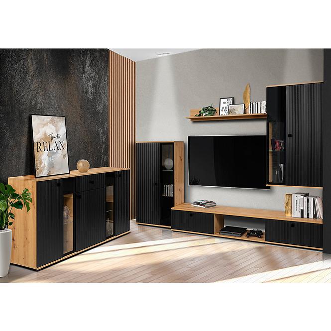 Komód Salsa mdf fekete/tölgy artisan