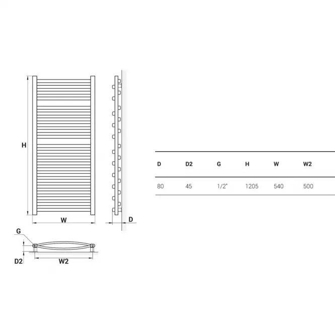 Fürdőszoba radiátor Łezka 3D Ł3D 22/50 1205x540 mm