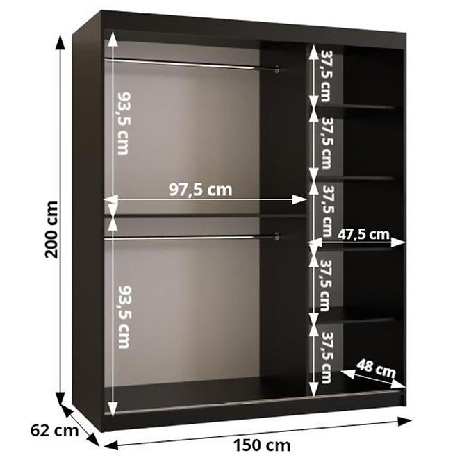 Szekrény Resin 150 fehér/fekete