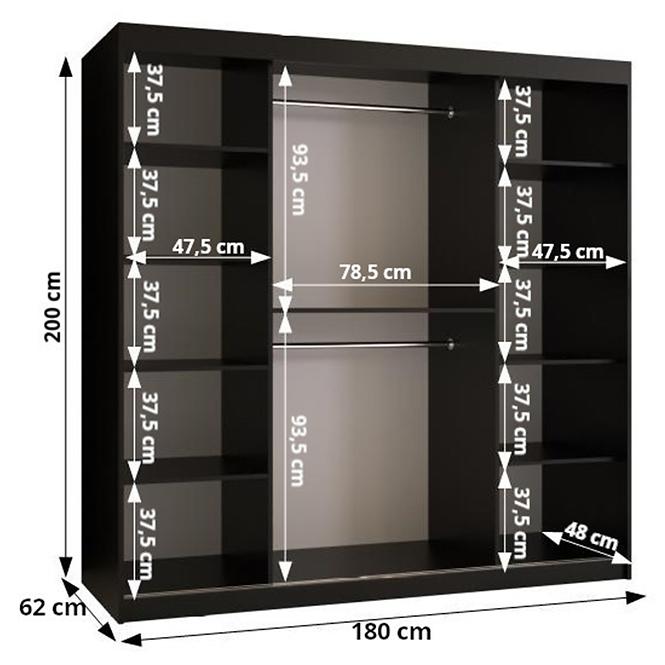 Szekrény Resin 180 fehér/fekete