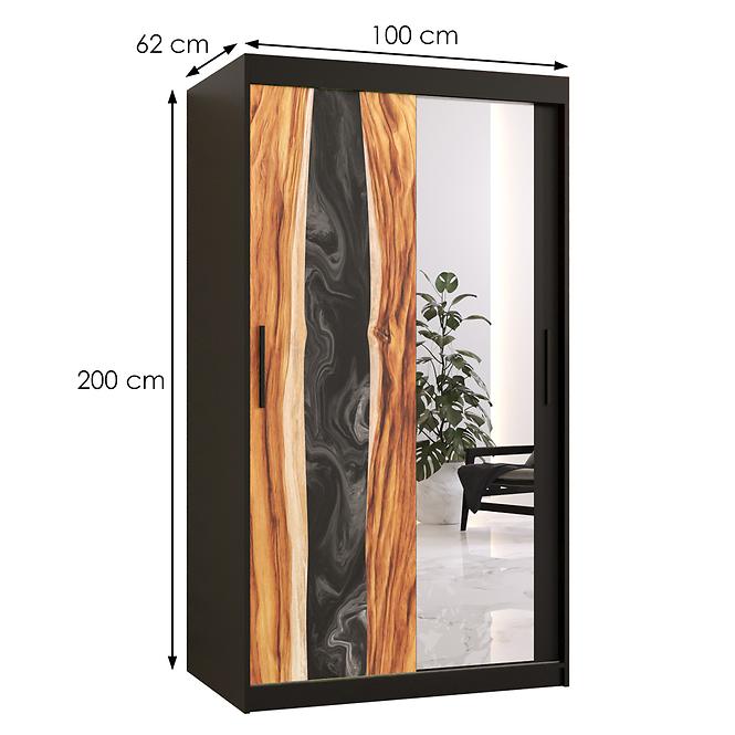 Szekrény Resin II 100 fekete/tükör
