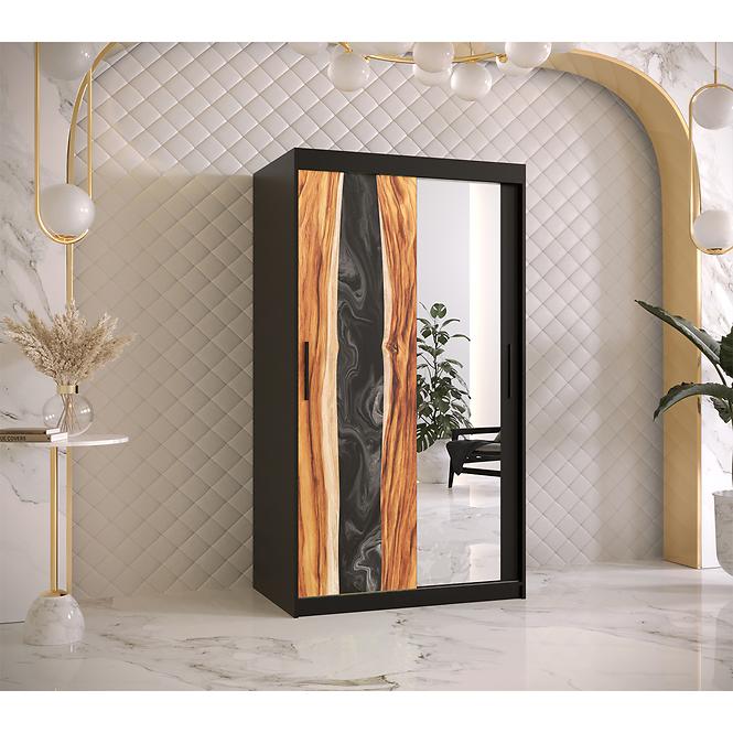 Szekrény Resin II 100 fekete/tükör