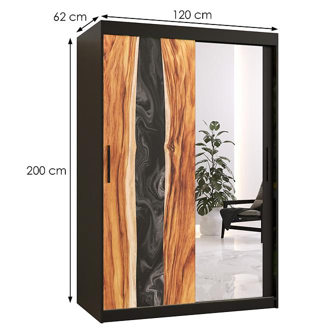 Szekrény Resin II 120 fekete/tükör