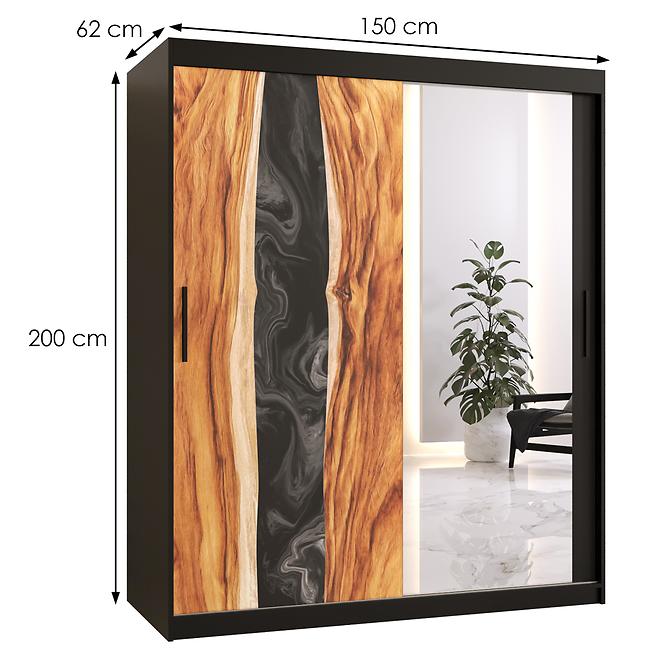 Szekrény Resin II 150 fekete/tükör