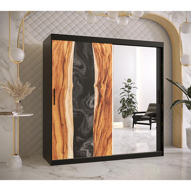 Szekrény Resin II 180 fekete/tükör