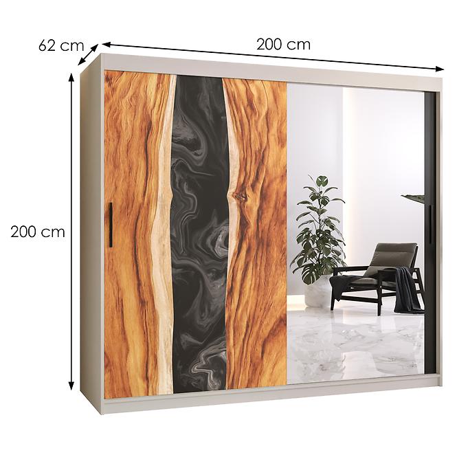 Szekrény Resin II 200 fehér/tükör