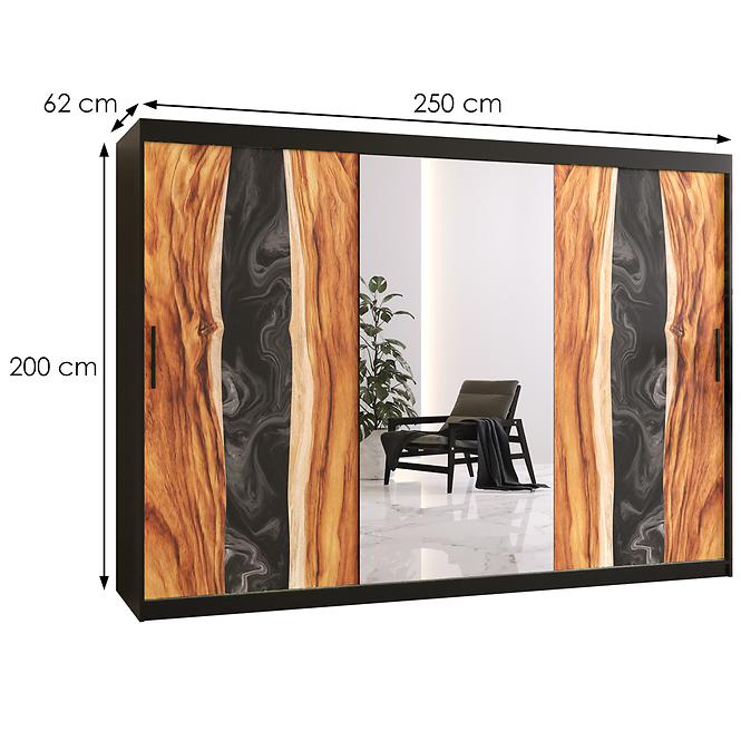 Szekrény Resin II 250 fekete/tükör