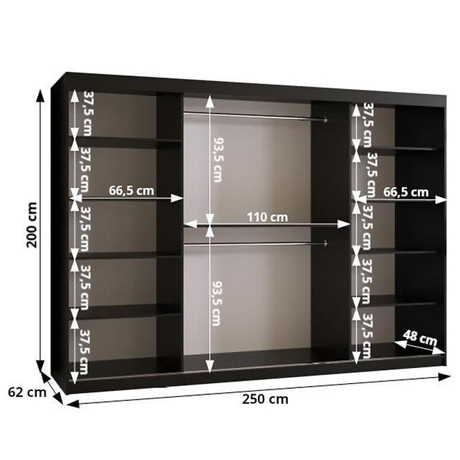 Szekrény Resin II 250 fekete/tükör