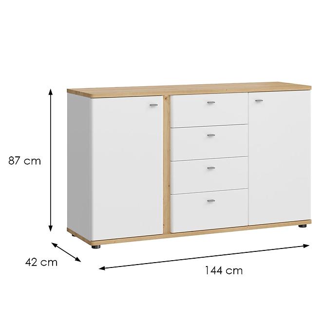Komód Avila 2D4S AILK01 fehér/tölgy artisan,2
