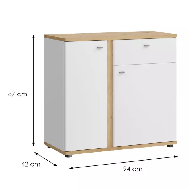 Komód Avila 2D1S AILK02 fehér/tölgy artisan,2