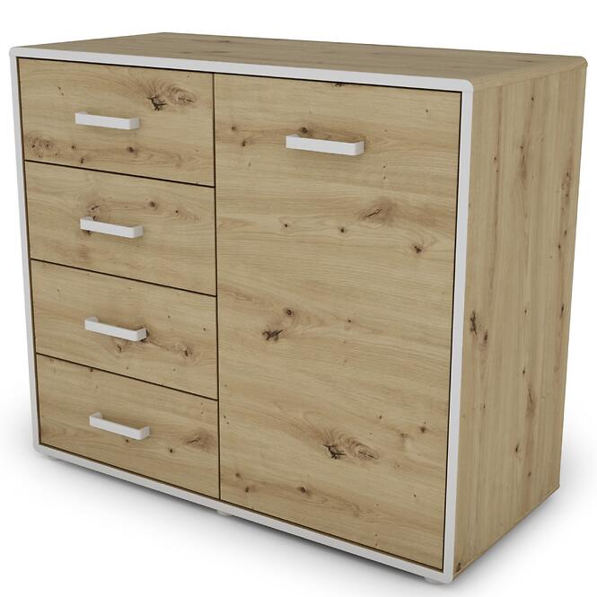 Komód Capannoli 100 4s 1d tölgy artisan/fehér,4