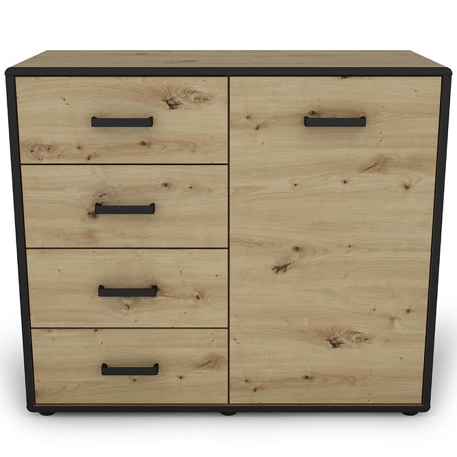 Komód Capannoli 100 4s 1d tölgy artisan/fekete,3