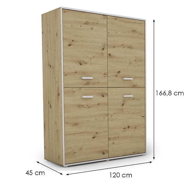 Komód Capannoli 120 4d tölgy artisan/fehér,2