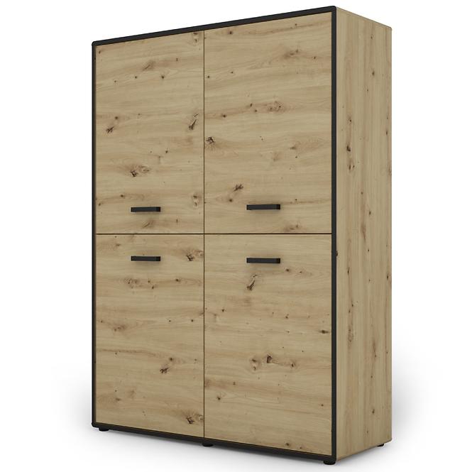 Komód Capannoli 120 4d tölgy artisan/fekete