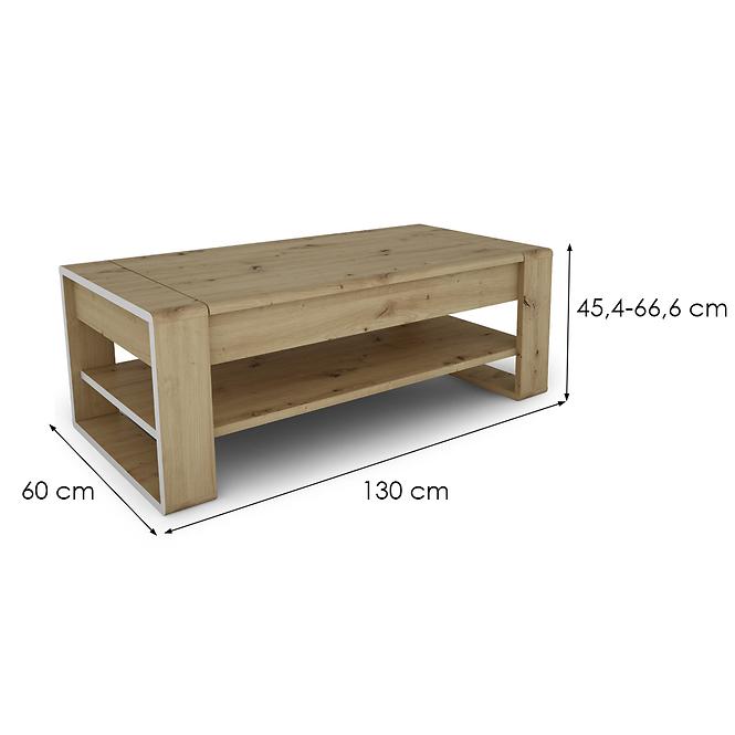Dohányzóasztal Capannoli lift top tölgy artisan/fehér