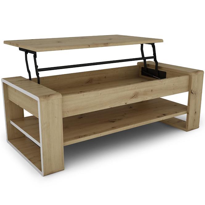 Dohányzóasztal Capannoli lift top tölgy artisan/fehér