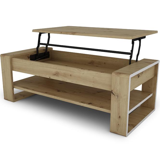 Dohányzóasztal Capannoli lift top tölgy artisan/fehér