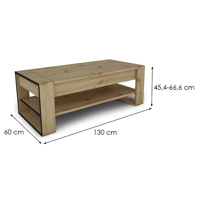 Dohányzóasztal Capannoli lift top tölgy artisan/fekete
