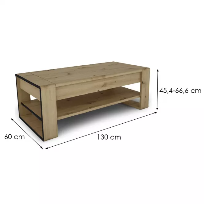 Dohányzóasztal Capannoli lift top tölgy artisan/fekete,2