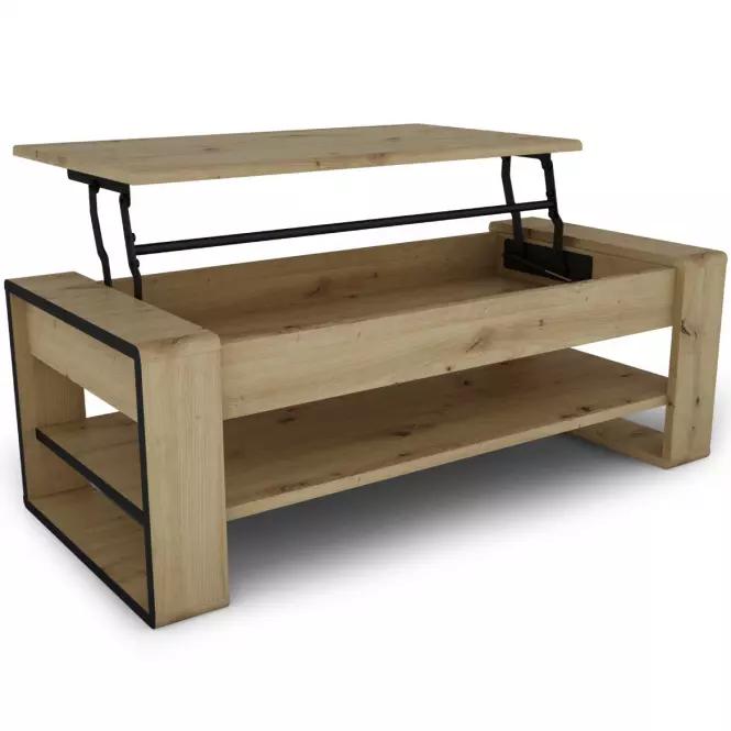 Dohányzóasztal Capannoli lift top tölgy artisan/fekete,6