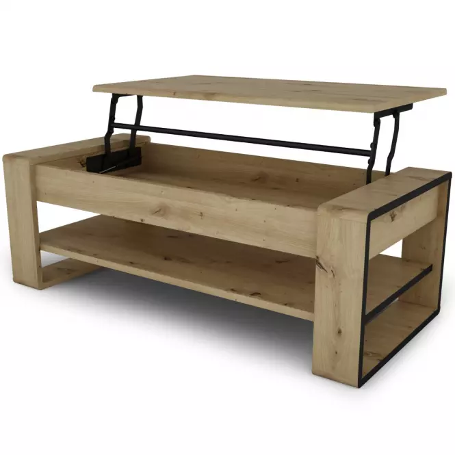Dohányzóasztal Capannoli lift top tölgy artisan/fekete