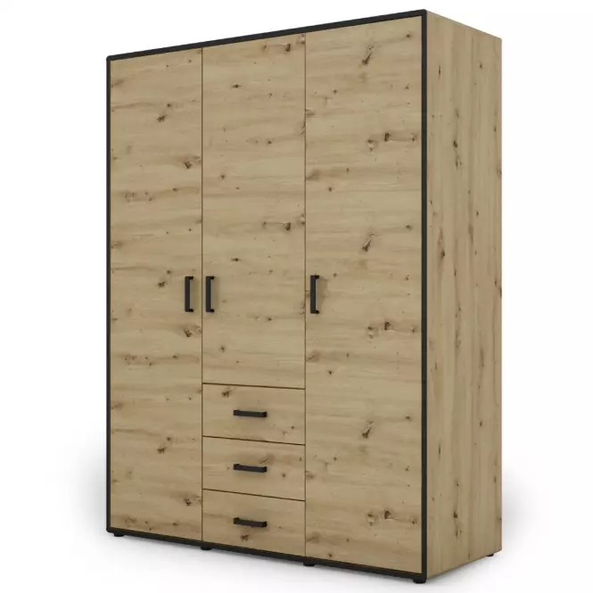 Szekrény Capannoli 3s 3d tölgy artisan/fekete