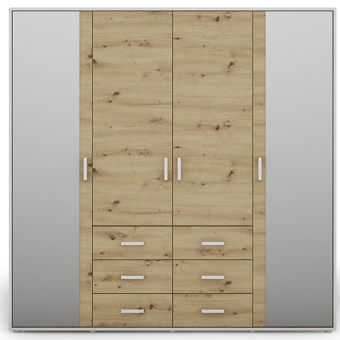 Szekrény Capannoli 6s 4d tükör tölgy artisan/fehér,3