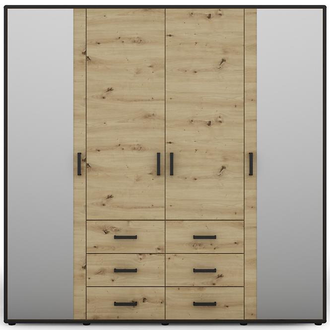 Szekrény Capannoli 6s 4d tükör tölgy artisan/fekete,3