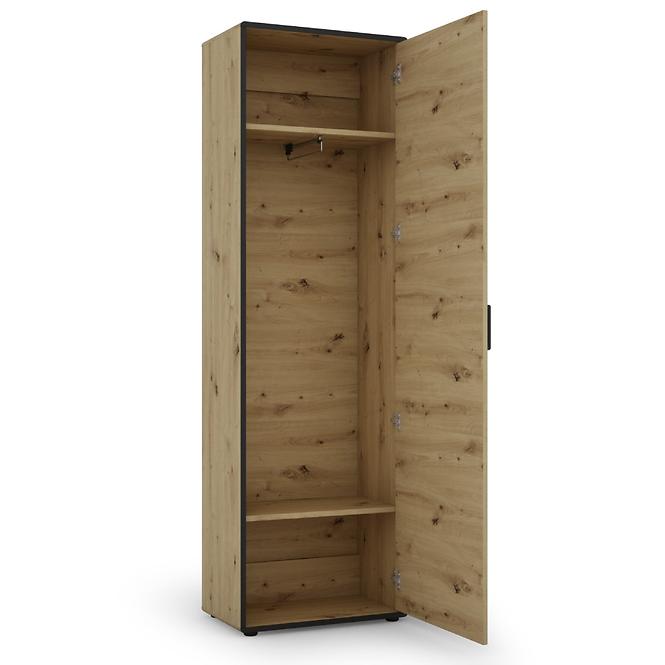 Szekrény Capannoli 1D tölgy artisan/fekete