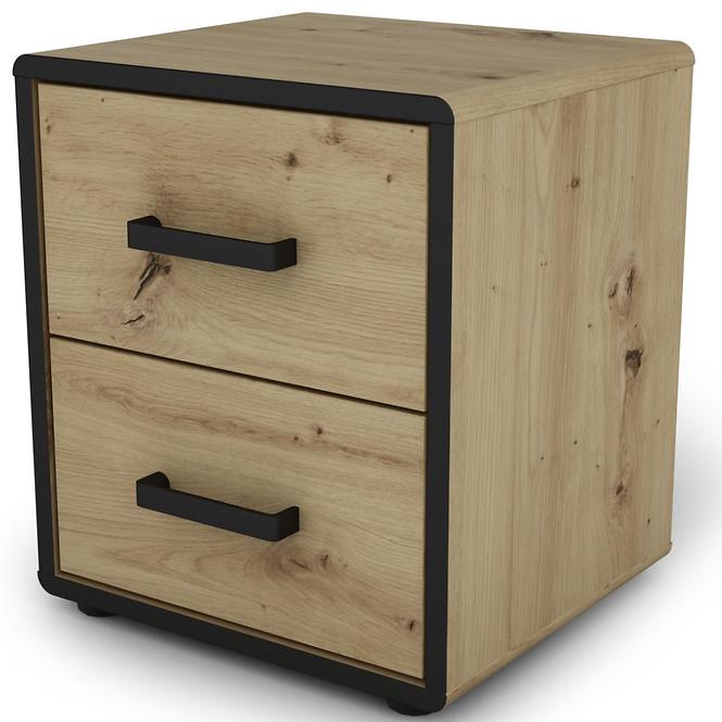 Éjjeliszekrény Capannoli 40 2s tölgy artisan/fekete,4