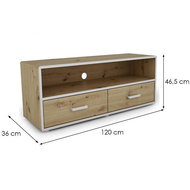 Szekrény RTV capannoli 120 2s tölgy artisan/fehér,2