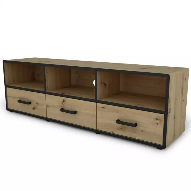 Szekrény RTV capannoli 150 3s tölgy artisan/fekete,4