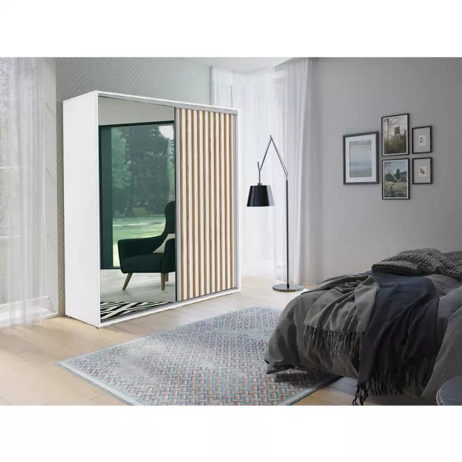 Szekrény Kair fehér/lamel arany craft 200x215x62,4