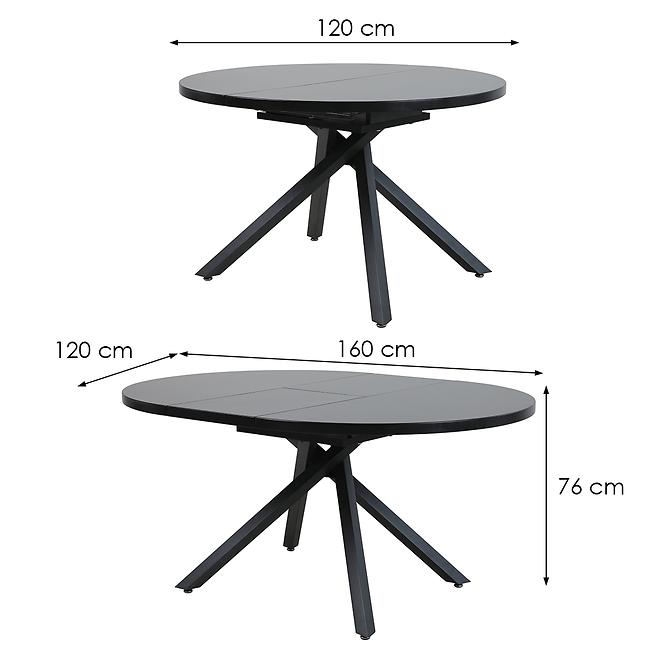 Kinyitható asztalok  Draco B10038-120/160x120cm fekete