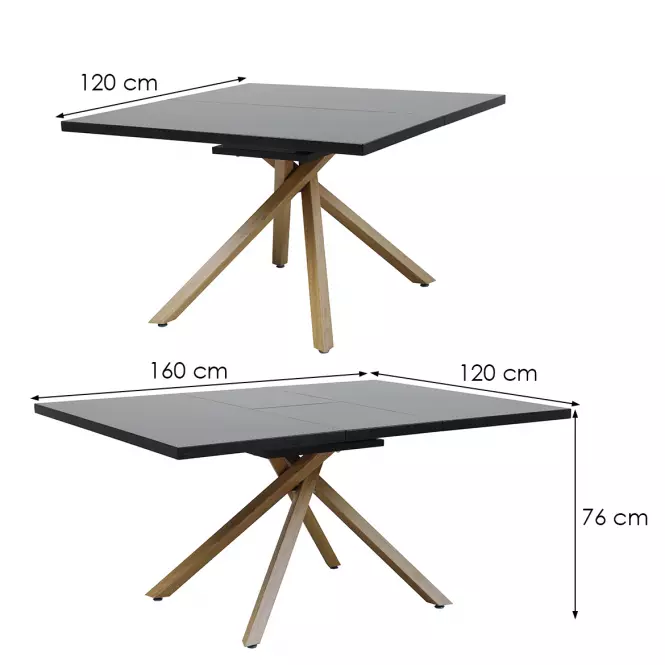 Asztal Ursa B10038b-120(160)X120 fekete,2