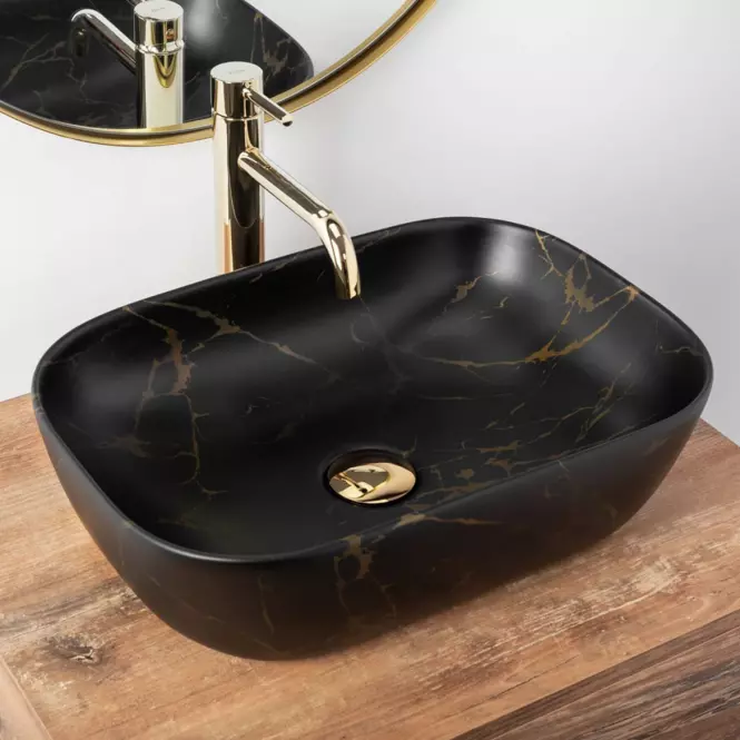Mosdókagyló Belinda Black Marble Mat,4