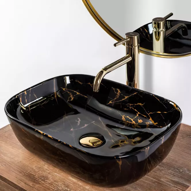 Mosdókagyló Belinda Black Marble Shiny,4