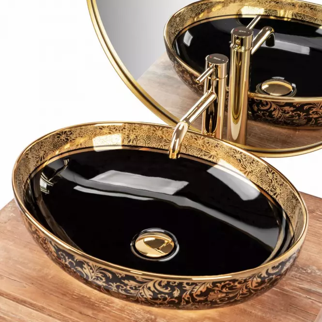 Mosdókagyló Margot Black/Gold