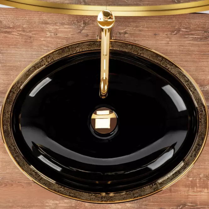 Mosdókagyló Margot Black/Gold,4