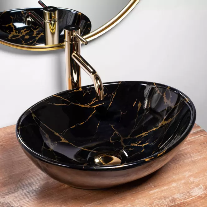 Mosdókagyló Sofia Black Marble Shiny,4