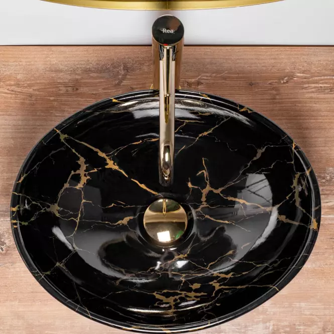 Mosdókagyló Sofia Black Marble Shiny