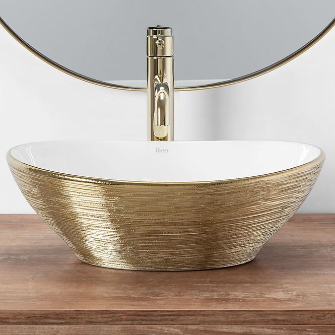 Mosdókagyló Sofia Gold Brush/White,5