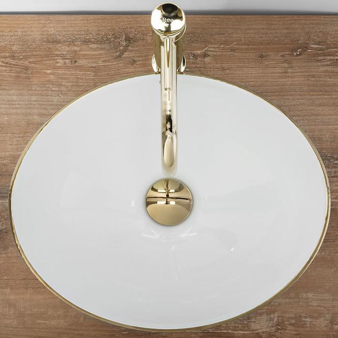 Mosdókagyló Sofia Gold Brush/White,6
