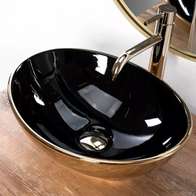 Mosdókagyló Sofia In Black/Gold,4